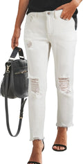 Sidefeel Women's Boyfriend Jeans Stretchy Ripped Distressed