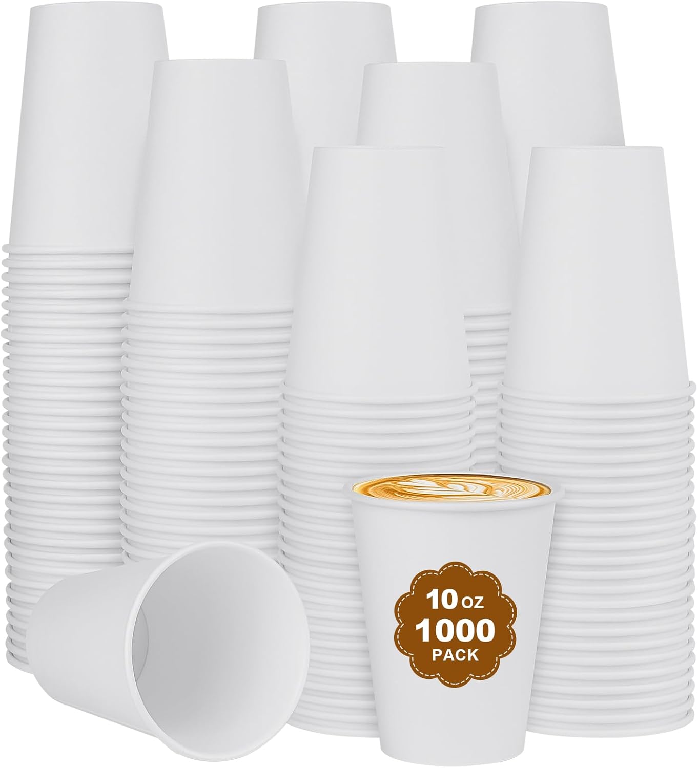 1000 Pack 10oz Disposable Coffee Cups - Hot Beverage Essential