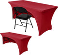 Nasitos 2 Pack Fitted Red Tablecloth Spandex Cover for 8 ft Table
