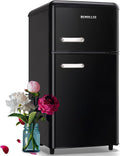 3.5 Cu.ft Black Mini Fridge 2 Door Compact Refrigerator with Freezer