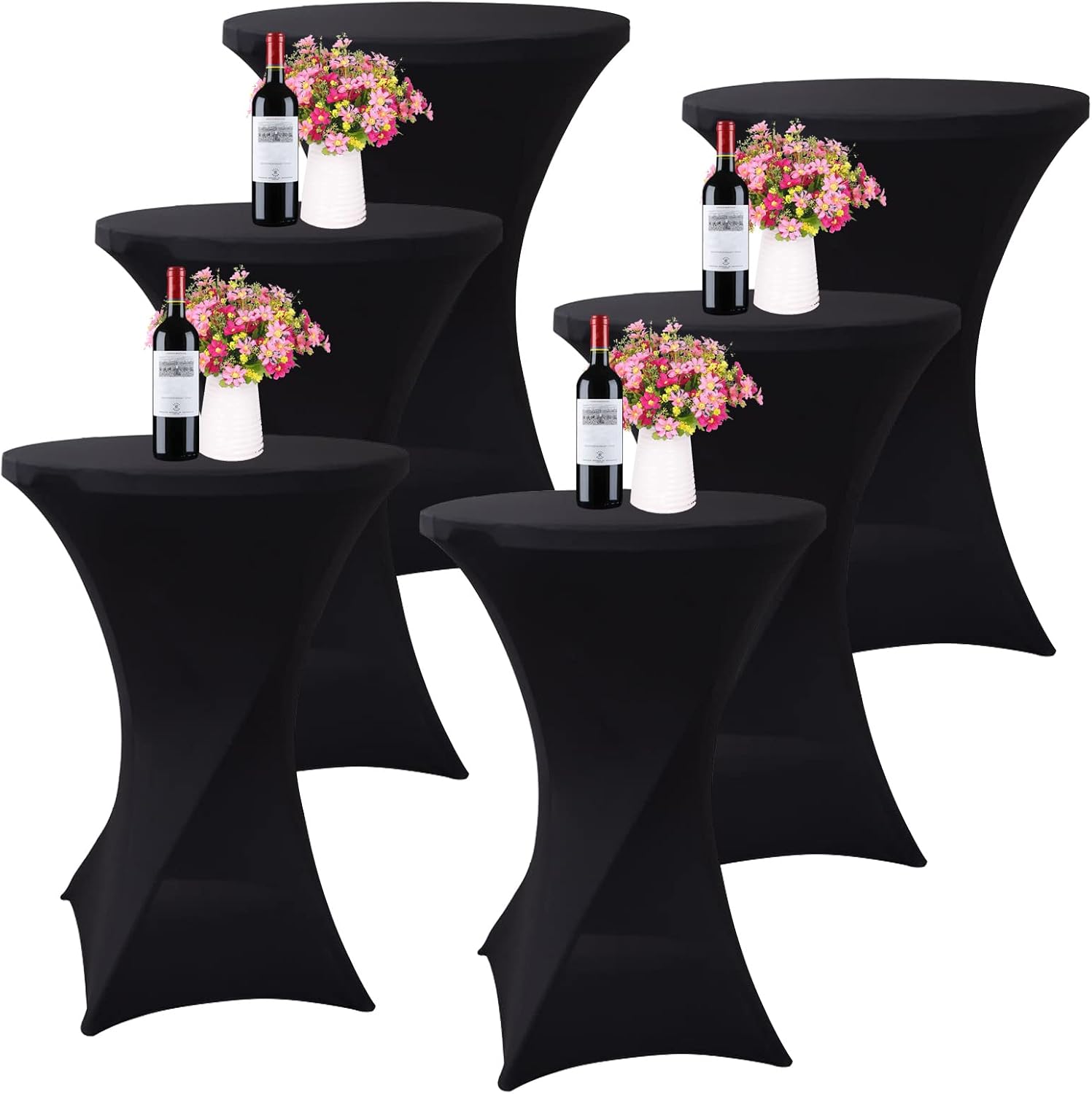 Merkaunis Black Stretch Tablecloth Set for Chic Events