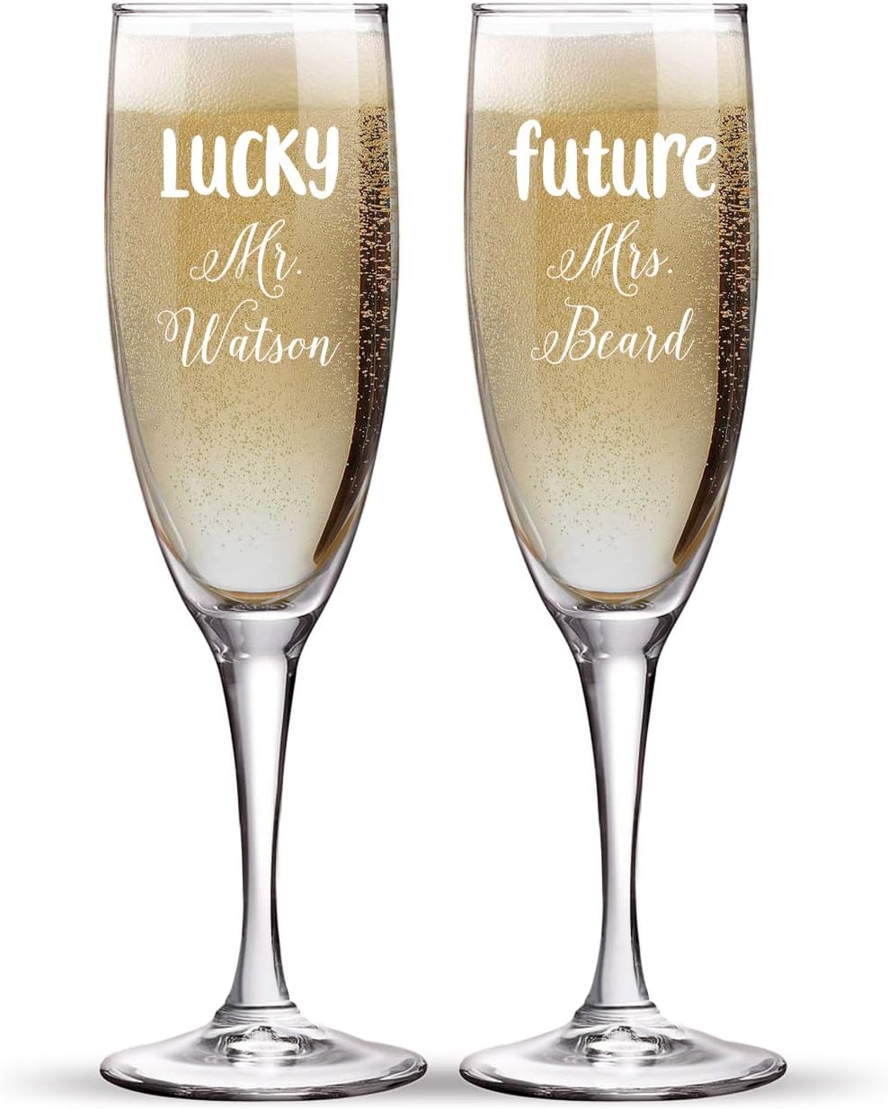 Engraved Set of 2 Glasses for Wedding Toasts - Custom Flutes