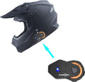 Motocross Helmet Matt Black with Bluetooth Headset - Racing Style