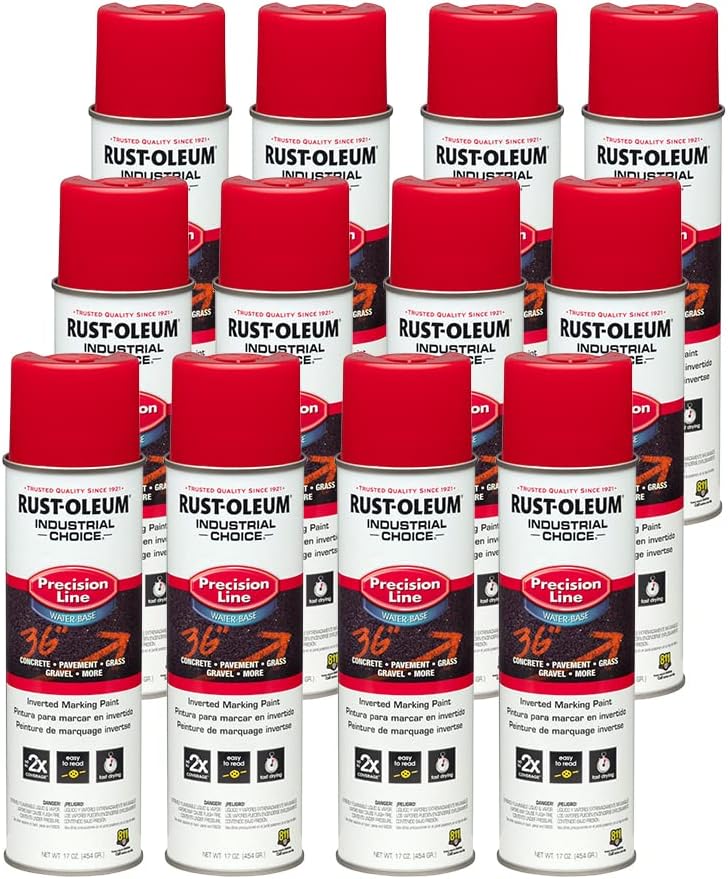 Inverted Water-Based Marking Spray Paint for Bold Lines - 12 Pack