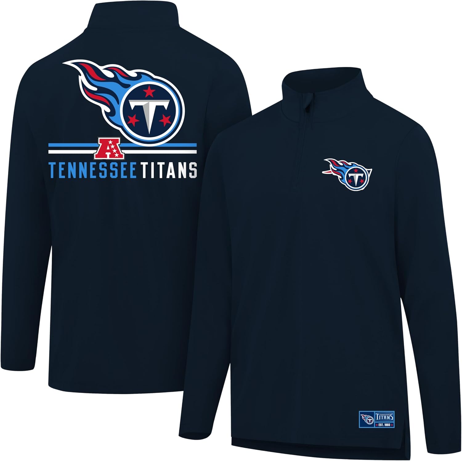 Ultra Game NFL Official Super Soft Quarter Zip Long Sleeve T-Shirt