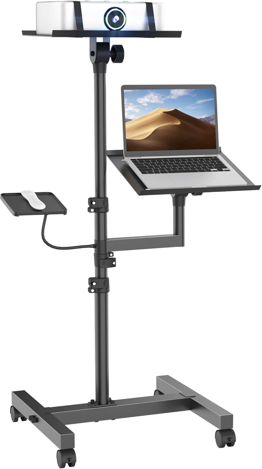 Projector and Laptop Stand Tripod with Dual Shelves for Versatility