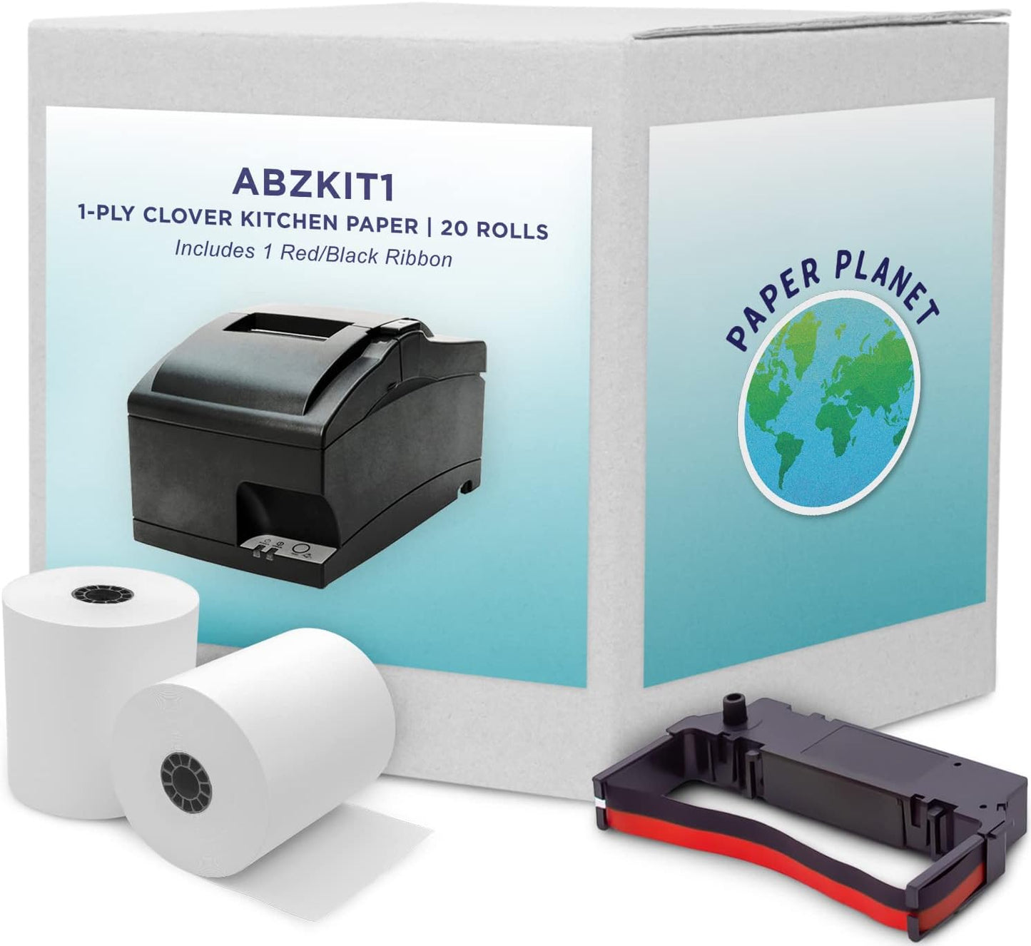 1-Ply White Bond Paper for Clover Kitchen Printer - 20 Rolls