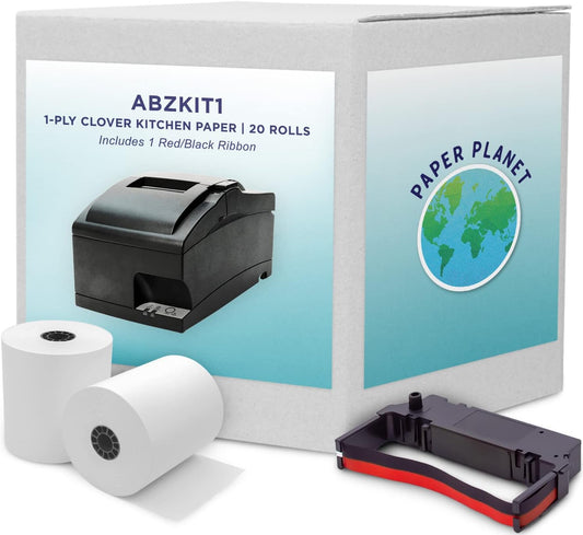 1-Ply White Bond Paper for Clover Kitchen Printer - 20 Rolls