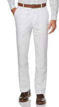 Men's Flat Front Linen Blend Dress Pants - Breathable Modern Fit