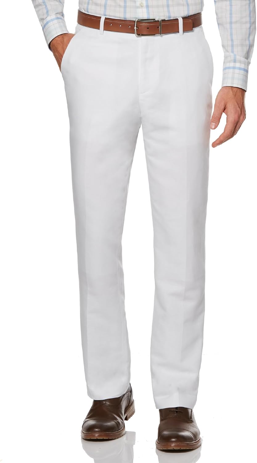 Perry Ellis Men's Flat Front Linen Blend Dress Pants for Style
