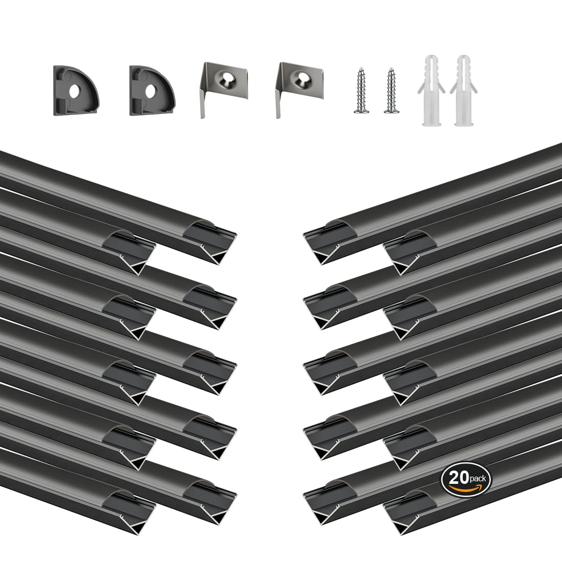 V-Shaped Black LED Aluminum Channel System for Strip Lights