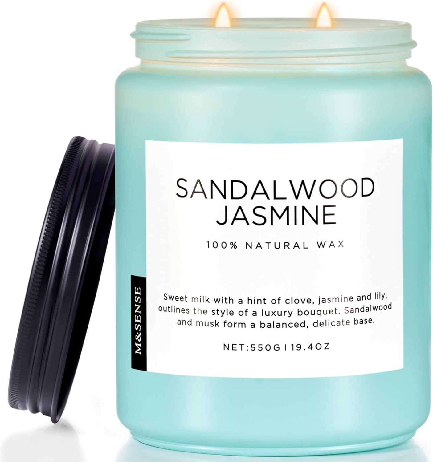M&SENSE Sandalwood Jasmine Scented Candles for Aromatherapy