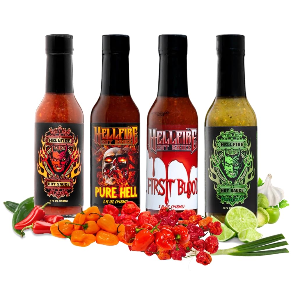 Hellfire Hot Sauce Vegan Gift Pack - 4 Plant Based Flavors