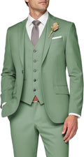 3 Piece Suit Men Slim Fit Dusty Sage Green - Elegant Wedding Suit