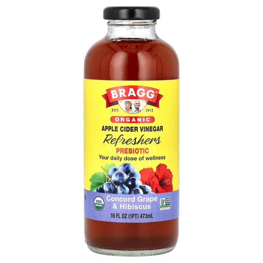 Bragg Organic ACV with Concord Grape & Hibiscus, 16 oz