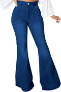 Bell Bottom Jeans for Women - Elastic Waist Ripped Flared Denim