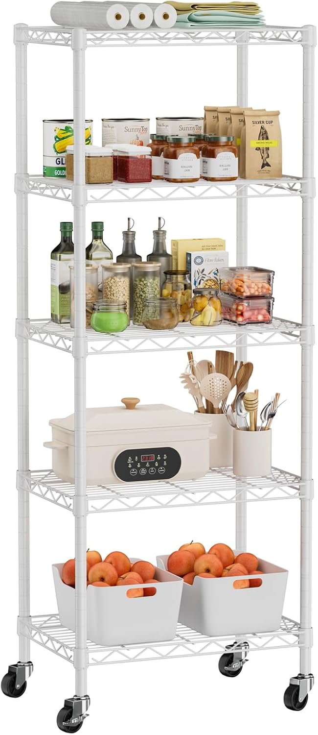 Small 5 Tier Shelves Storage Wire Shelving Unit for Home Use