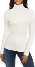 Turtleneck Ribbed Sweater for Women - Soft Stretch Viscose Knit