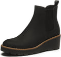 Women's Chelsea Wedge Boots with Elastic Panels - Slip On Comfort