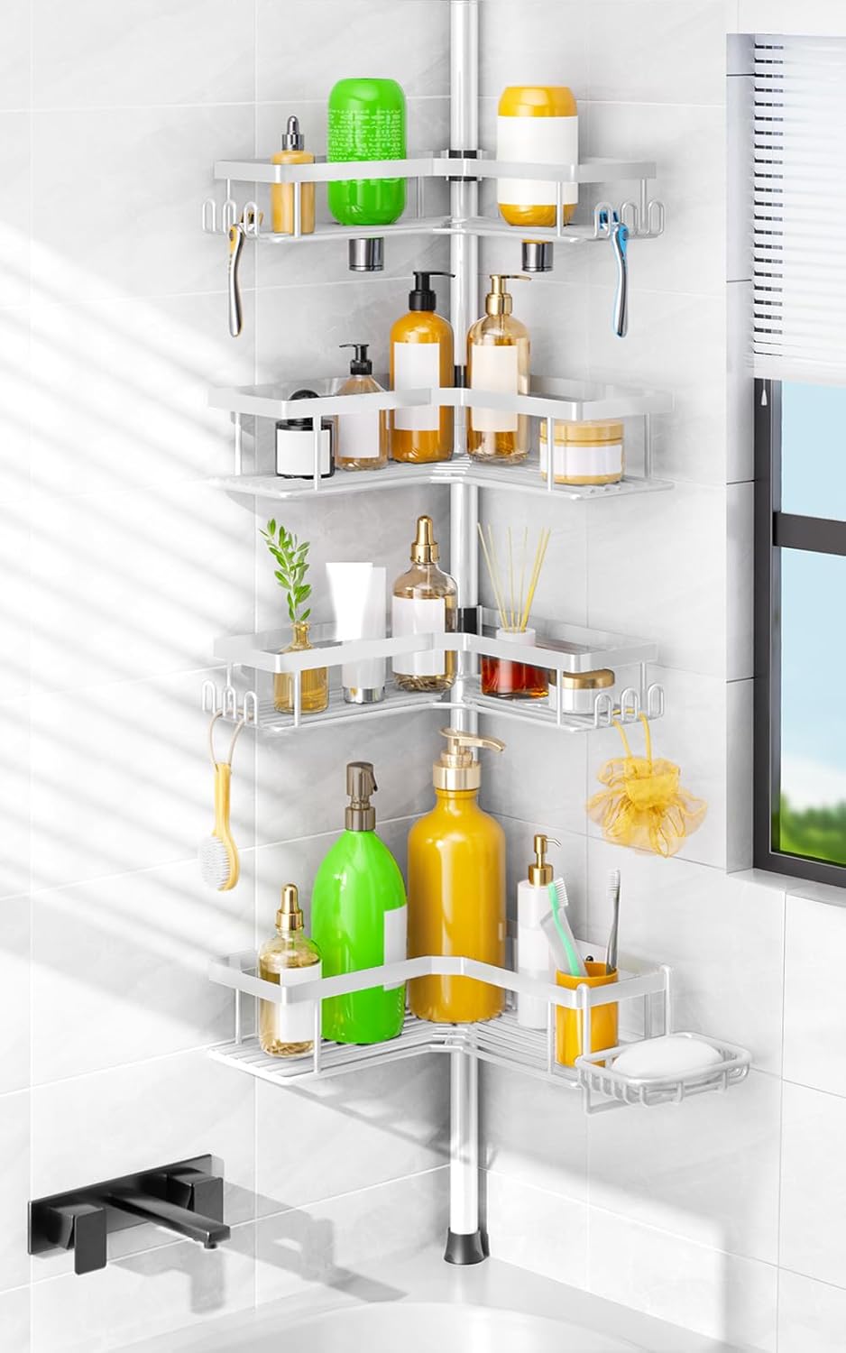 HAMITOR Corner Shower Caddy: 4-Tier Rustproof Organizer Shelf