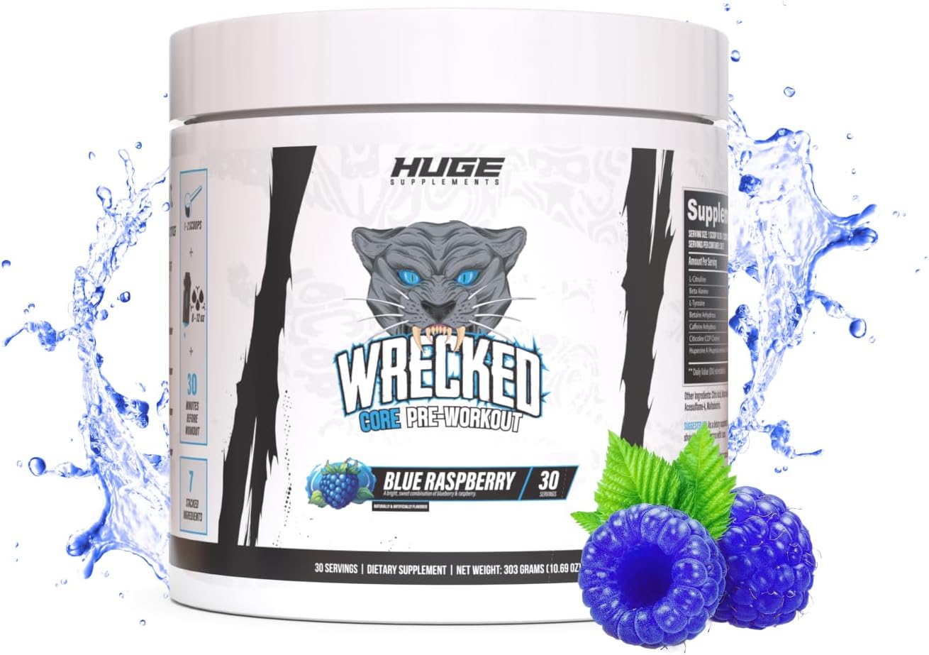 Energy Boost & Focus Blend - Wrecked Core Pre-Workout (Blue Raspberry)