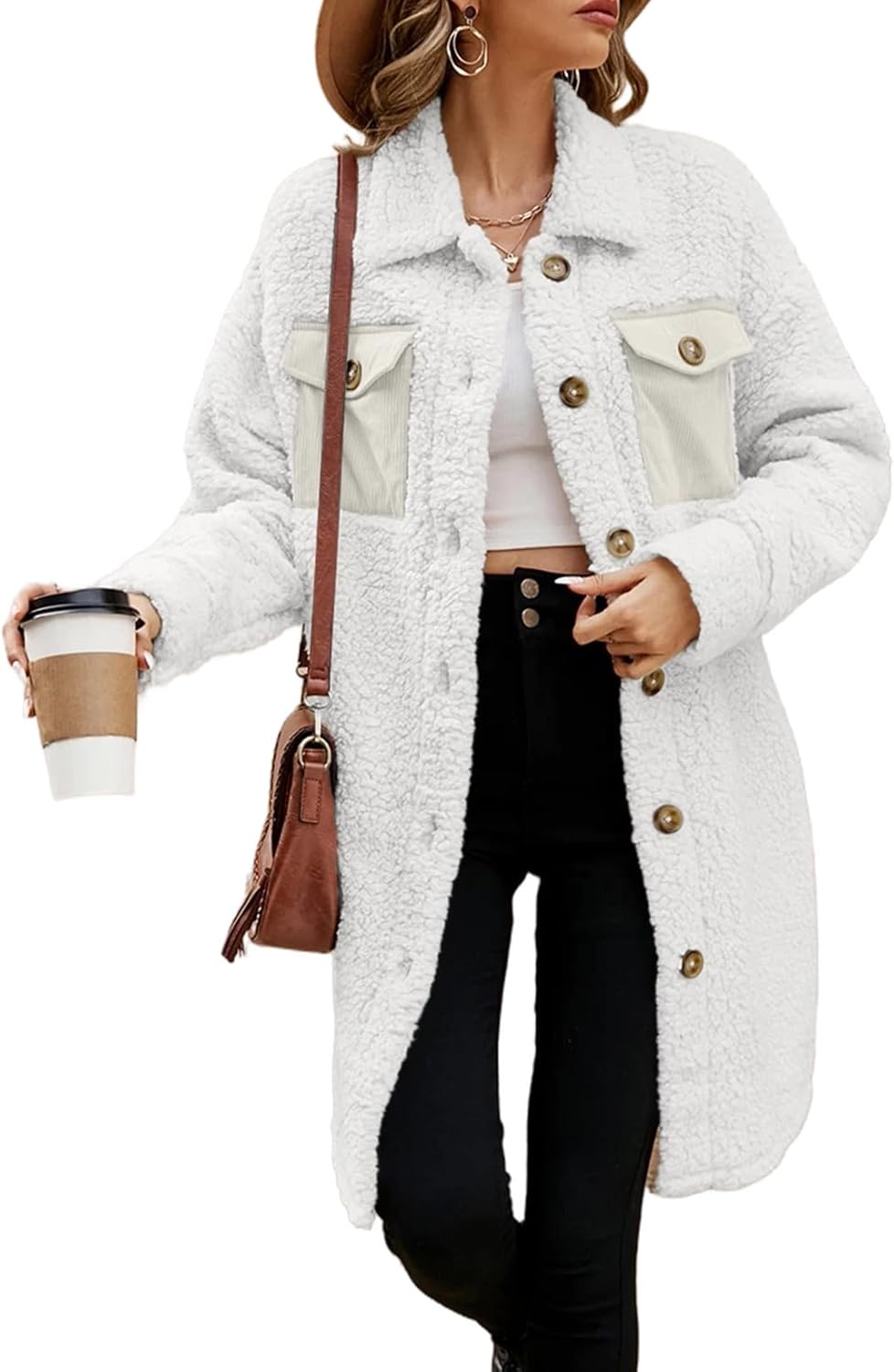 EVALESS Fuzzy Fleece Jackets for Women - Cozy Winter Outwear