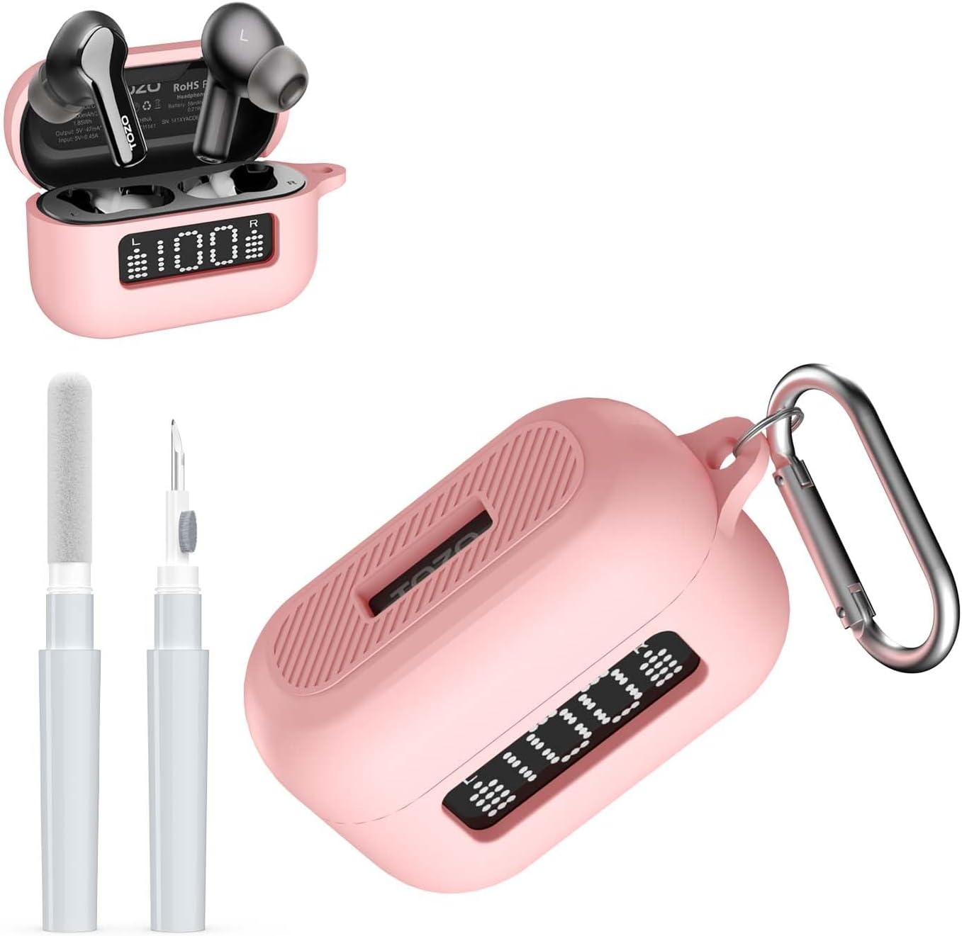 Silicone Clean Case for TOZO NC3 Earbuds - Pink