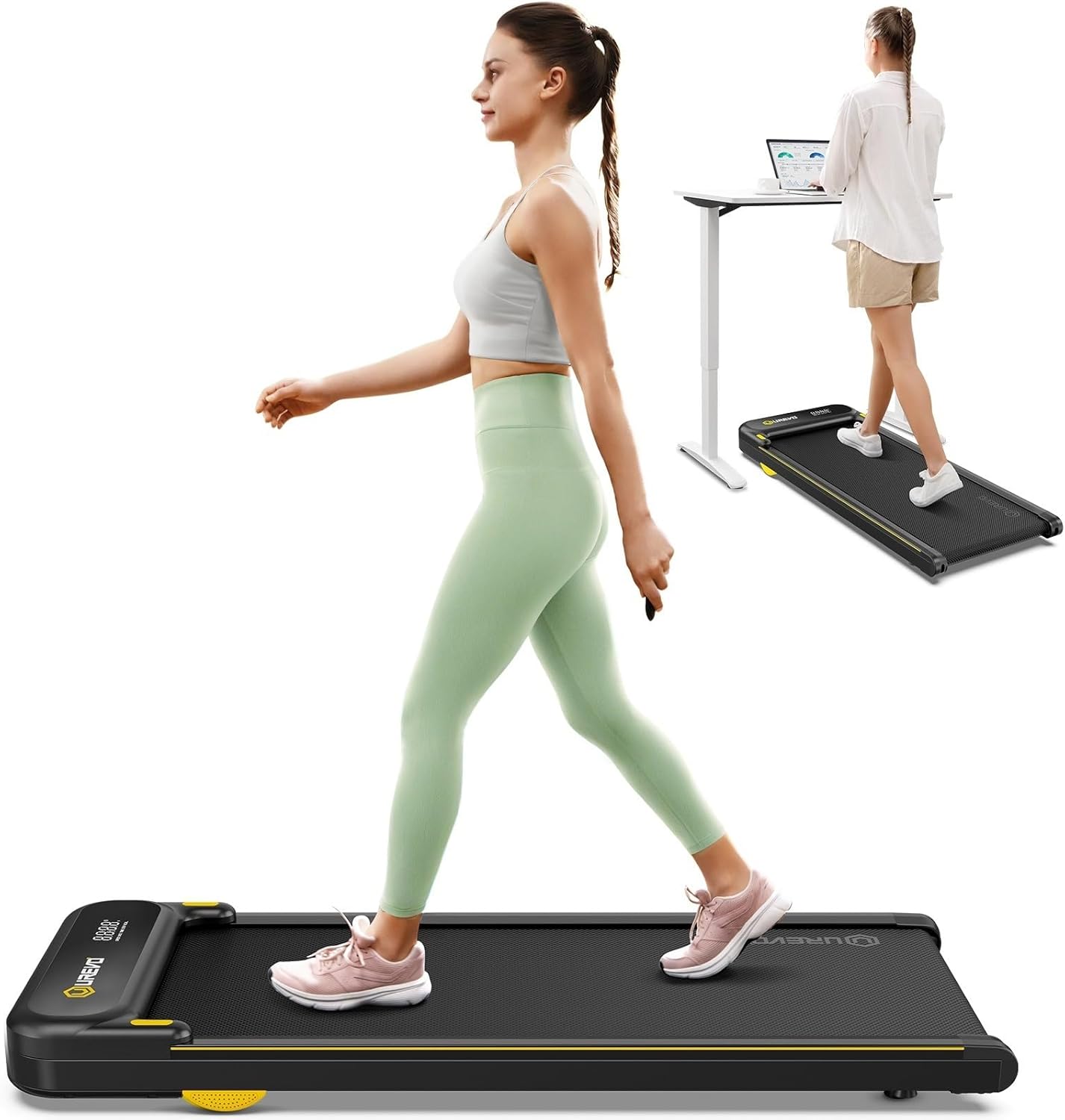 UREVO Portable Desk Treadmill - Double Shock Absorption