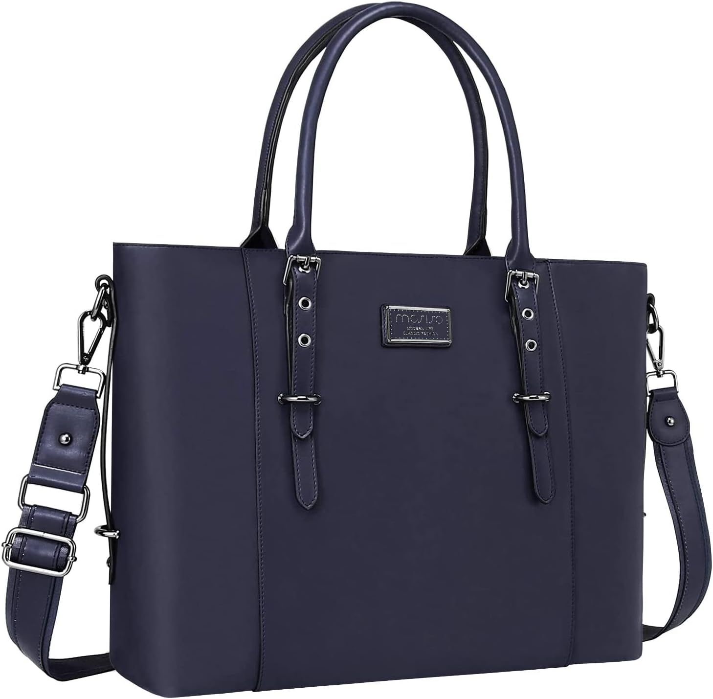 MOSISO PU Leather Laptop Tote Bag for Women, Stylish and Durable