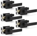 KNOBWELL 5 Pack Heavy Duty Black Door Levers - Durable Passage Handles