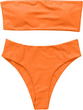 Bandeau Bikini Swimsuit Set - Flattering High Waist Cheeky Bottoms