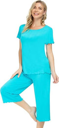 Bamboo Pajamas for Women Short Sleeve Capri Set - Soft, Breathable