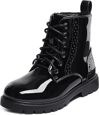 DREAM PAIRS Kids Side Zipper Combat Ankle Boots for Comfort