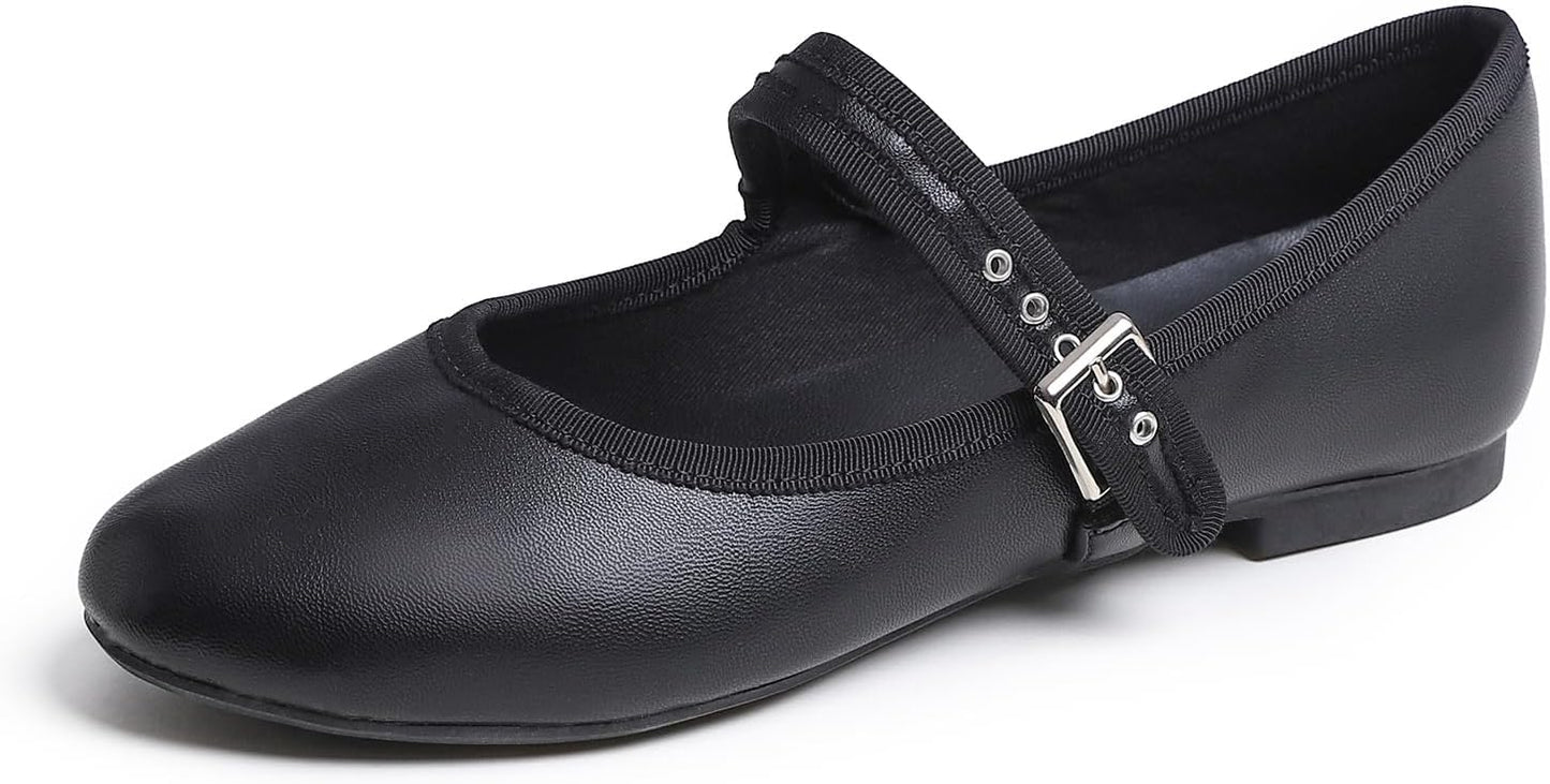 FEVERSOLE Women's Soft Cushion Extra Padded Mary Jane Flats