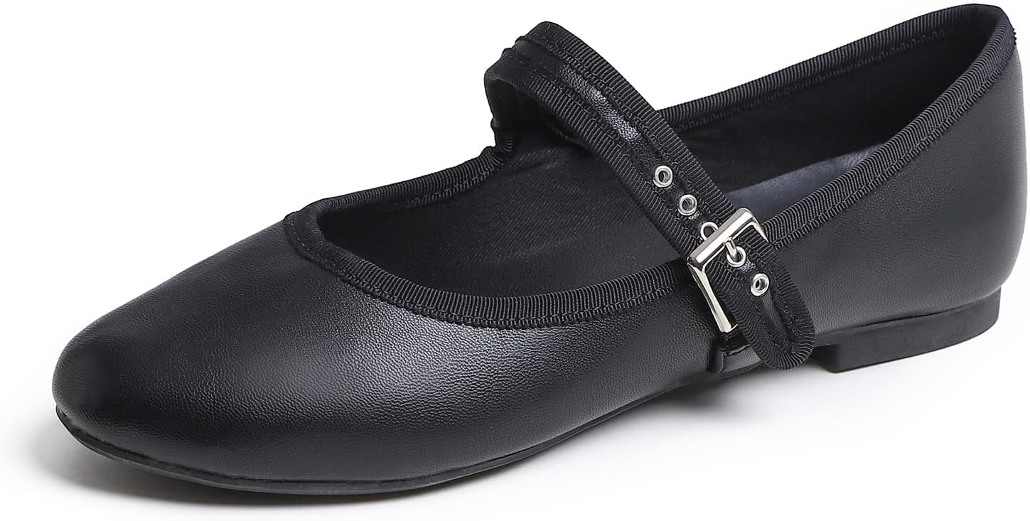 FEVERSOLE Women's Soft Cushion Extra Padded Mary Jane Flats