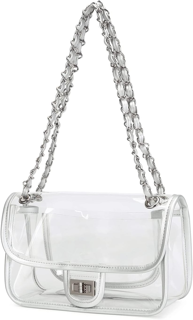 Womens PVC Clear Purse Handbag for Stadiums and Events