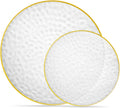 PLASTICPRO 128 Piece Combo Plates Set - Clear Hammered Elegant Plates