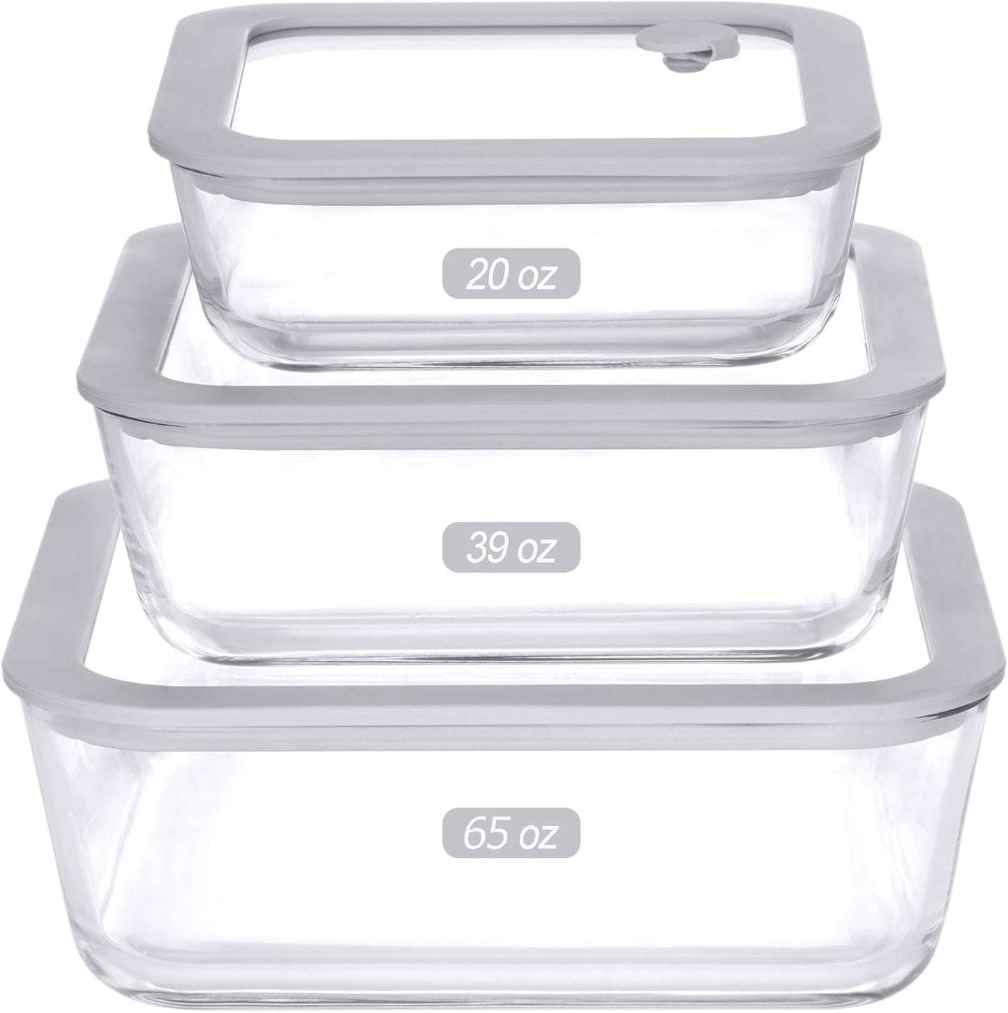Glass Food Containers with Glass Lid - Microwave Safe Set