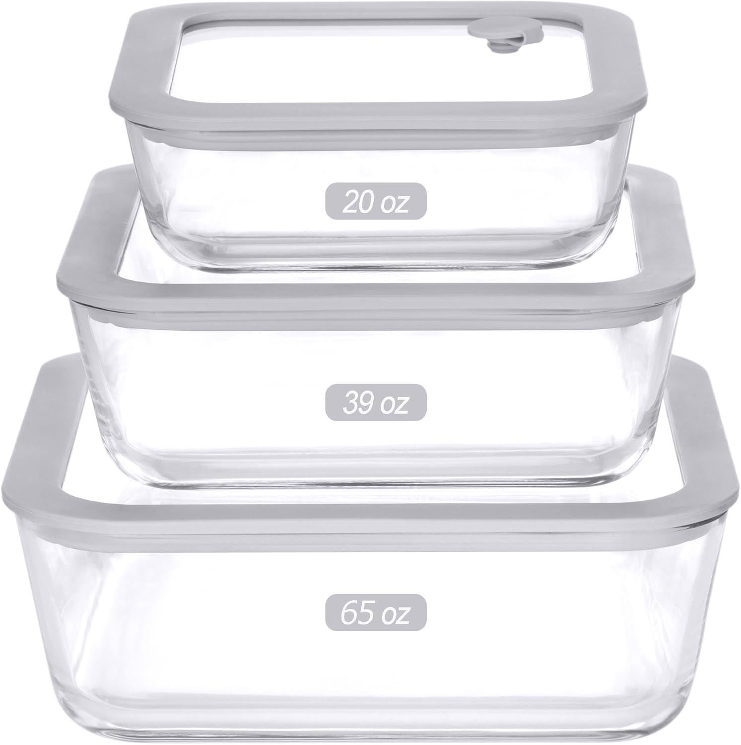 Glass Food Containers with Glass Lid - Microwave Safe Set