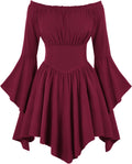 Women's Renaissance Dress with Bell Sleeves and Functional Pockets