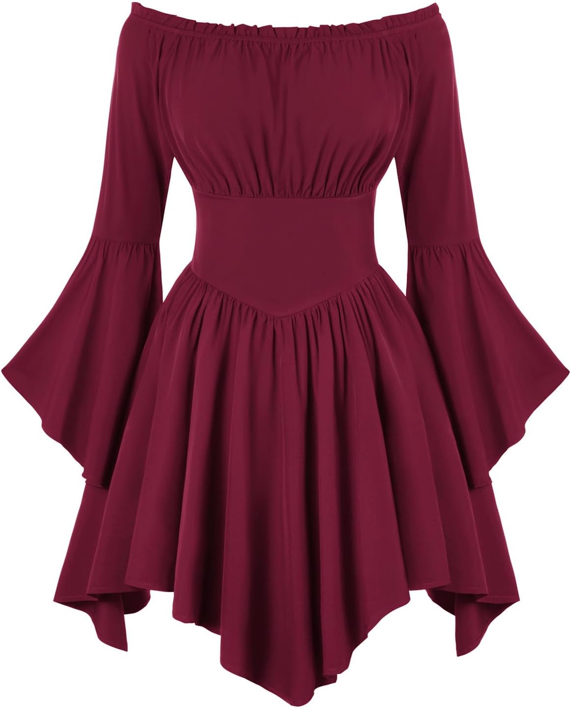 Renaissance Costume Dress for Women with Bell Sleeves and Pockets