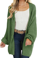 Maroway Womens Cardigan Solid Color Open Front Chunky Knit - Cozy