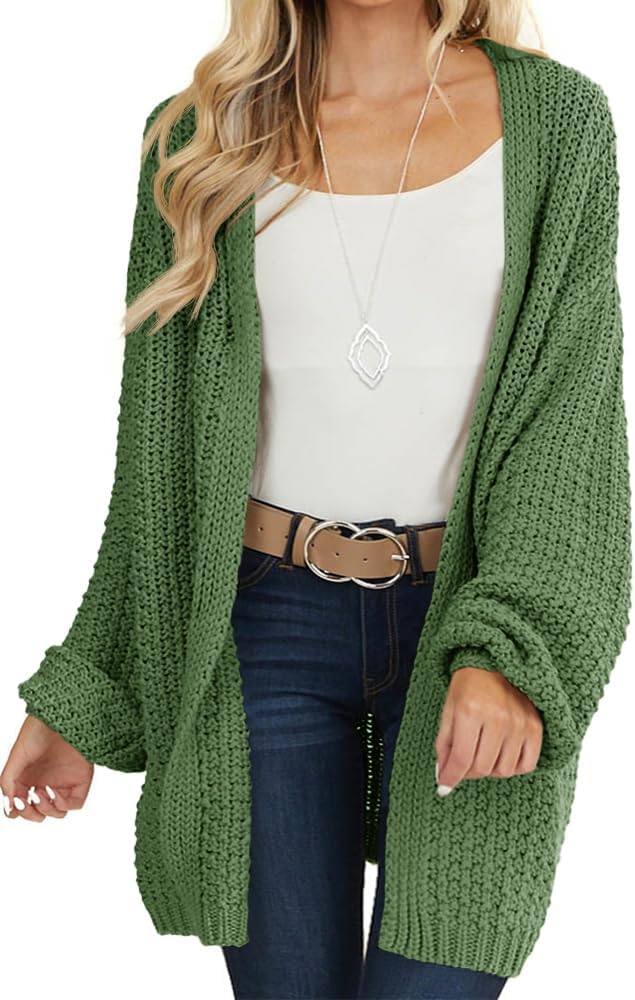 Maroway Womens Cardigan: Cozy Open Front Chunky Knit Sweater