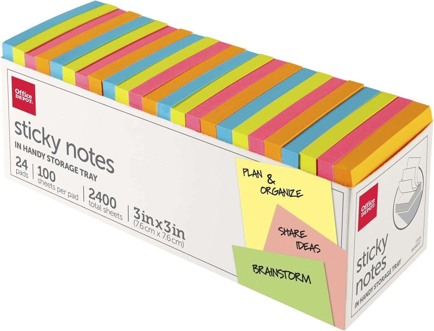 Office Depot Neon Sticky Notes - 24 Pads, Easy Organization
