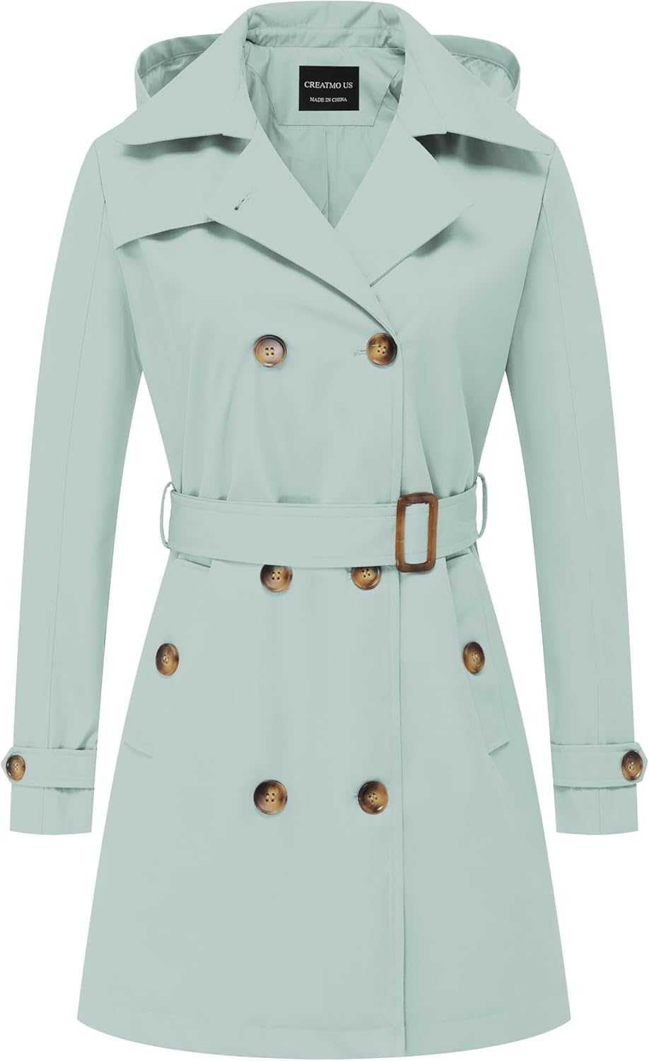 CREATMO US Women's Trench Coat - Stylish Double-Breasted Overcoat