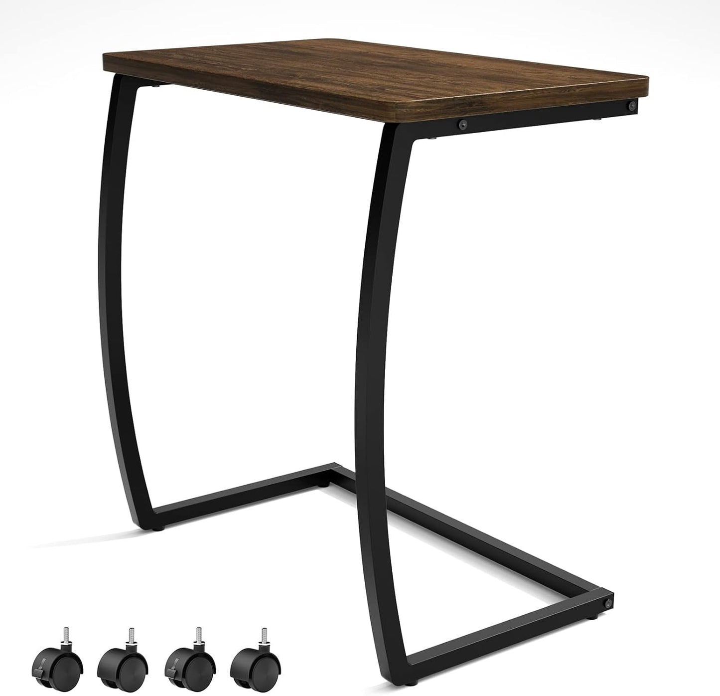 C-Shaped Side Table with Rolling Wheels for Stylish Living