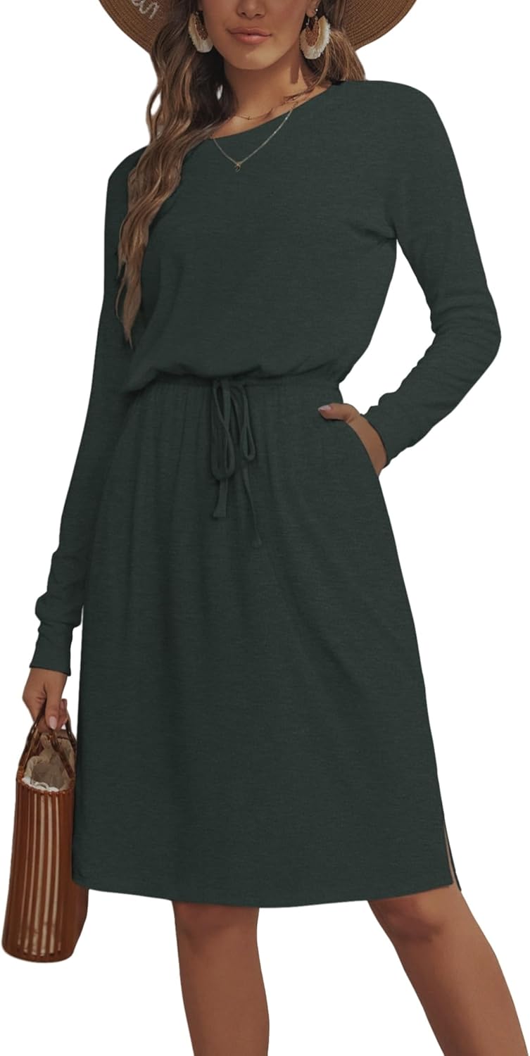 Simier Fariry Womens Summer Hide Belly Knee Length Travel Dress