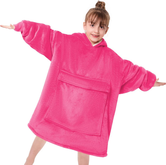 Yescool Wearable Blanket Hoodie for Kids - Cozy Sherpa Flannel