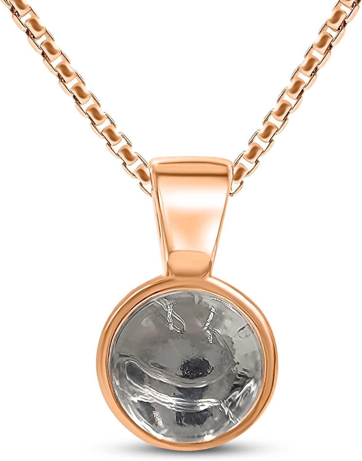 Real Gemstone 8mm Bezel Pendant Chain Necklace for Her