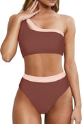 MOOSLOVER Women Cutout One Shoulder High Waisted Bikini (Style K5QN)